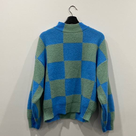 Stine Goya Sweaters | Stine Goya Adonis Sweater - Aqua Blue Green Checkered. As Seen on Kendall Jenner | Color: Blue/Green | Size: S | Ummk's Closet